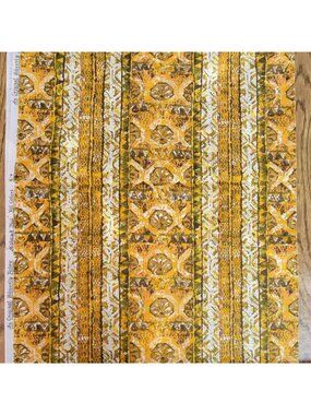 Vintage Waverly Fabric Mohawk Trail Gold & Brown 48" x 125" Cotton Scotchgard